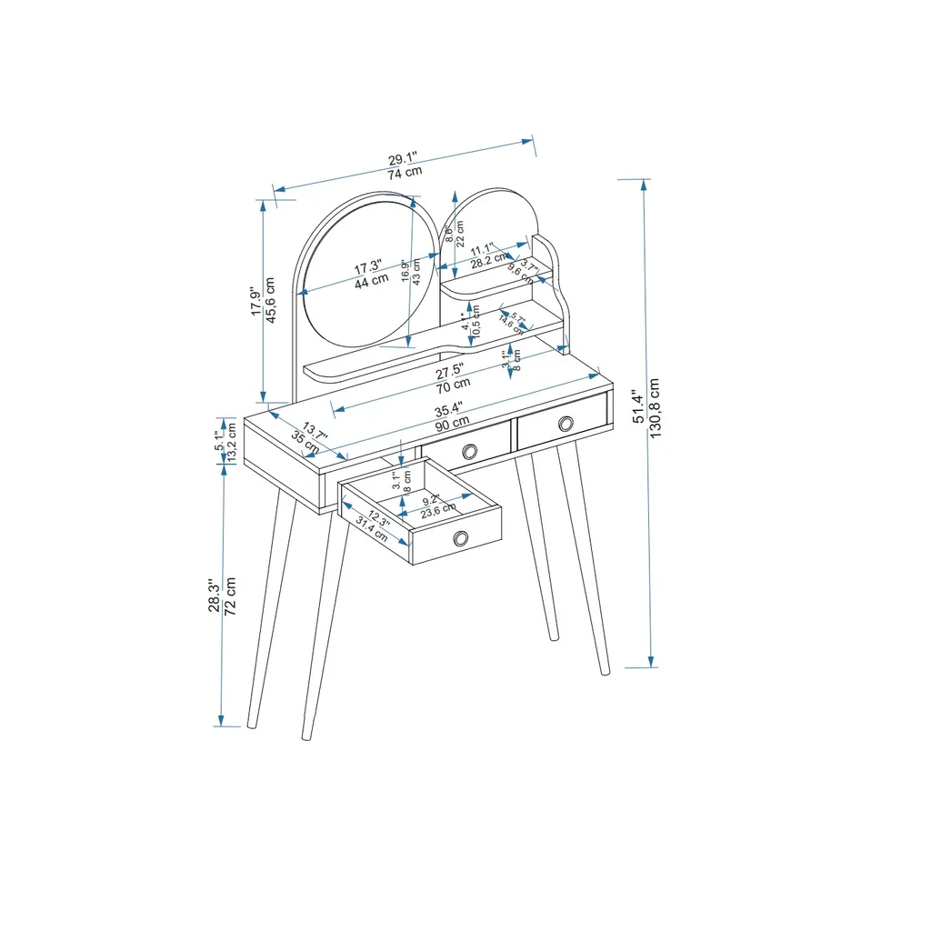 Vetone Schminktisch Mit Spiegel – Bild 5