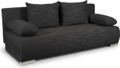 Schlafsofa Naki - Sofa Mit Schlaffunktion Und Bettkasten, Bettsofa, Couch (Schwarz + Schwarz (Alova 04 + Berlin 02))