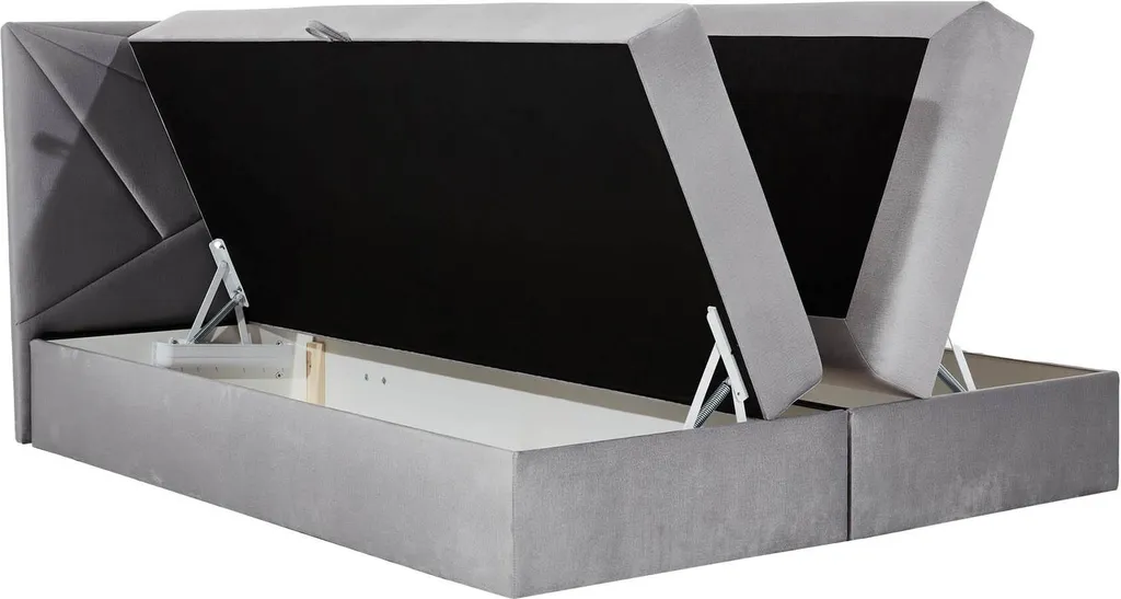 GRAINGOLD Boxspringbett 200x200 Carnes - Doppelbett Mit Matratzen, Kontinentalbett - Boxspringbett Zwei Bettkästen - Blau (Magic Velvet 2216) – Bild 2