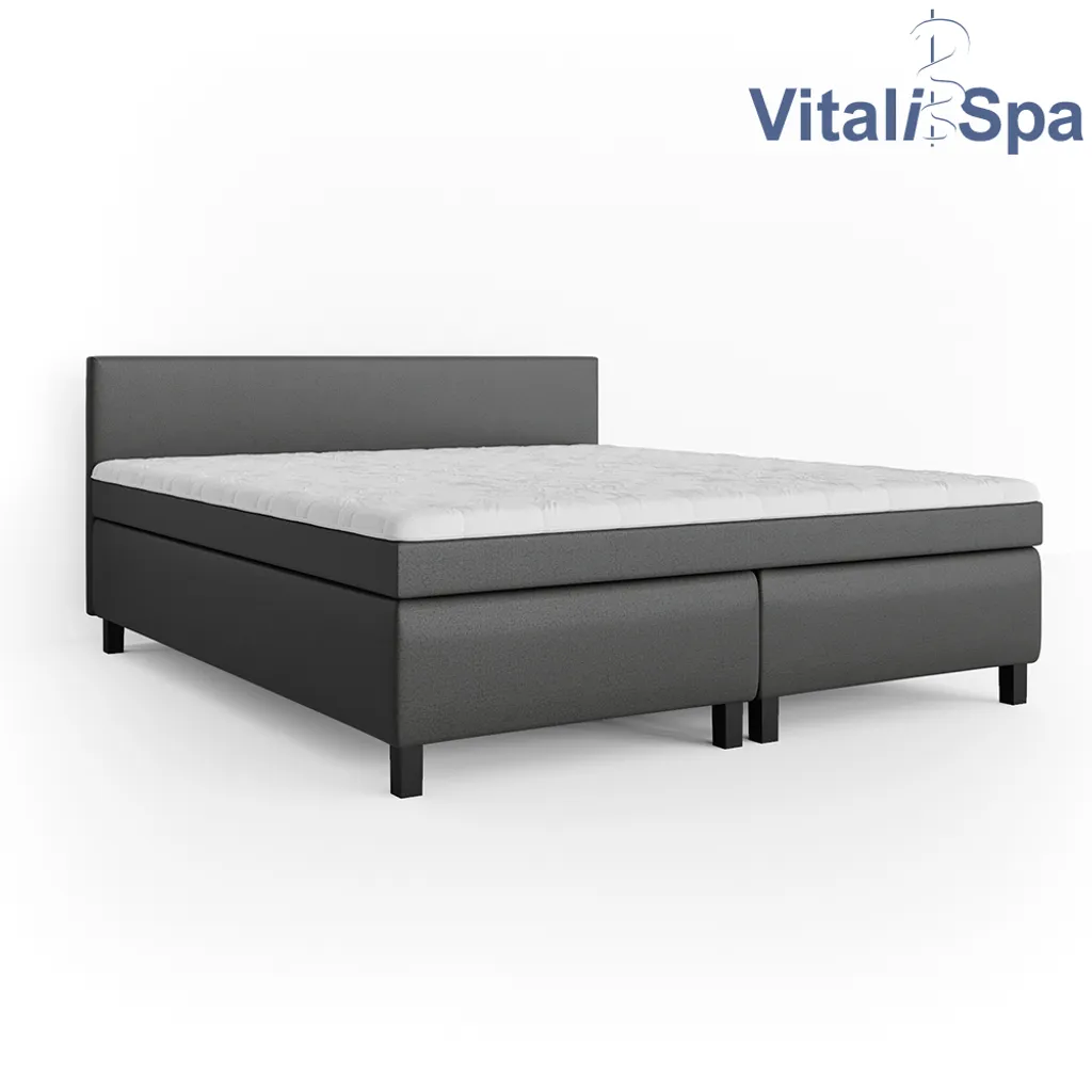 VitaliSpa Boxspringbett Grau Mit Topper Philly 180x200 Cm Möbelstoff – Bild 2