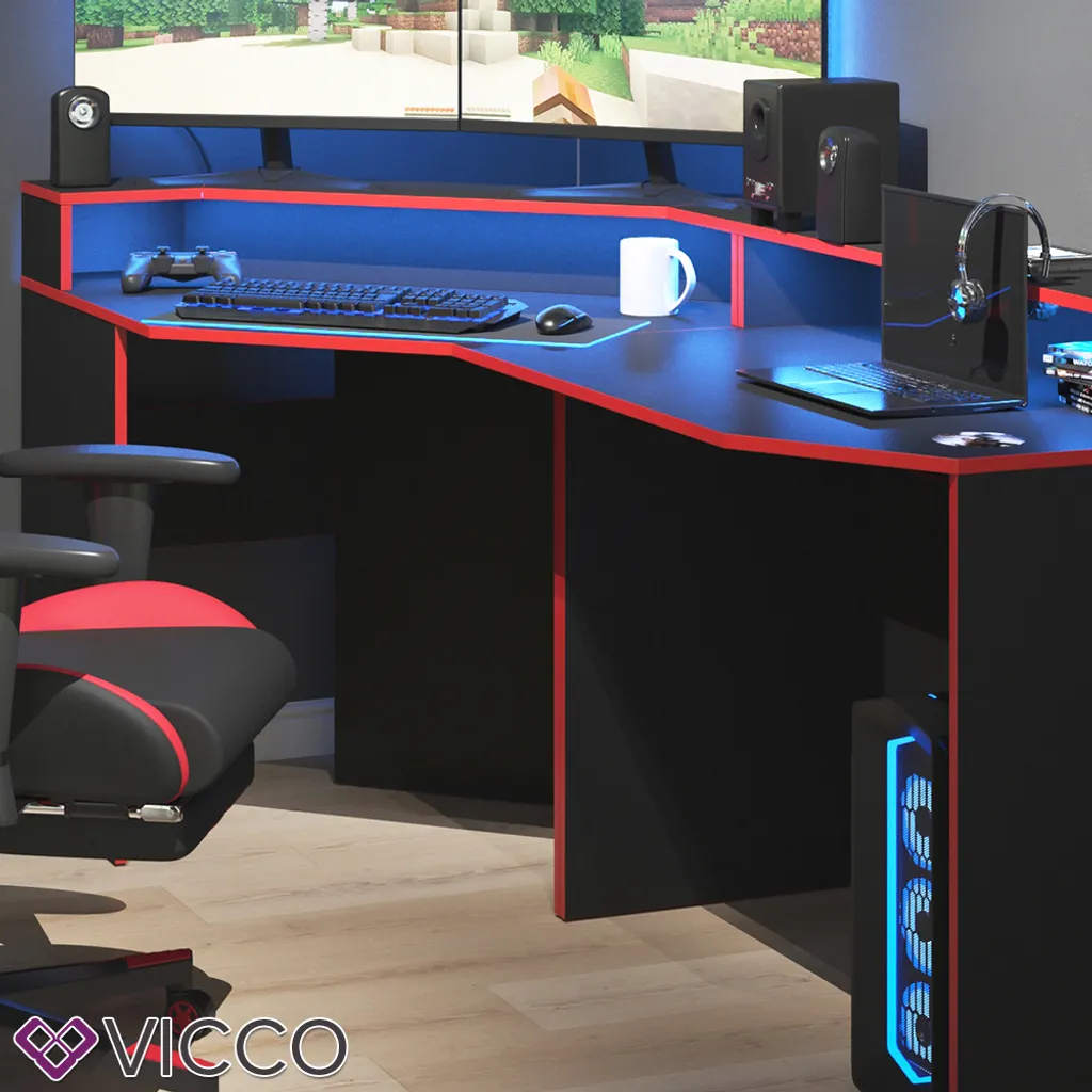 Vicco Computertisch Kron Schwarz 90 X 87,2 X 90 Cm Holzwerkstoff – Bild 5