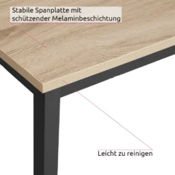 Tectake Schreibtisch Flint - Industrial Holz Hell, Eiche Sonoma, 140 Cm