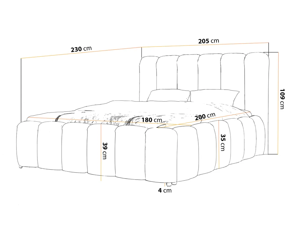 GRAINGOLD Modern Polsterbett 180x200 Cm Cloud - Bett Mit Lattenrost & Bettkasten - Dicker Schaum, Samtstoff - Hellgrau (Monolith 84) – Bild 6