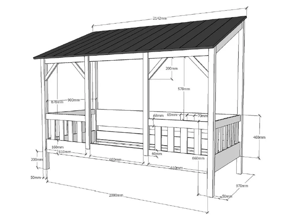 Vipack Hausbett Mit 90 X 200 Cm Liegefläche, Dach In Weiß – Bild 5