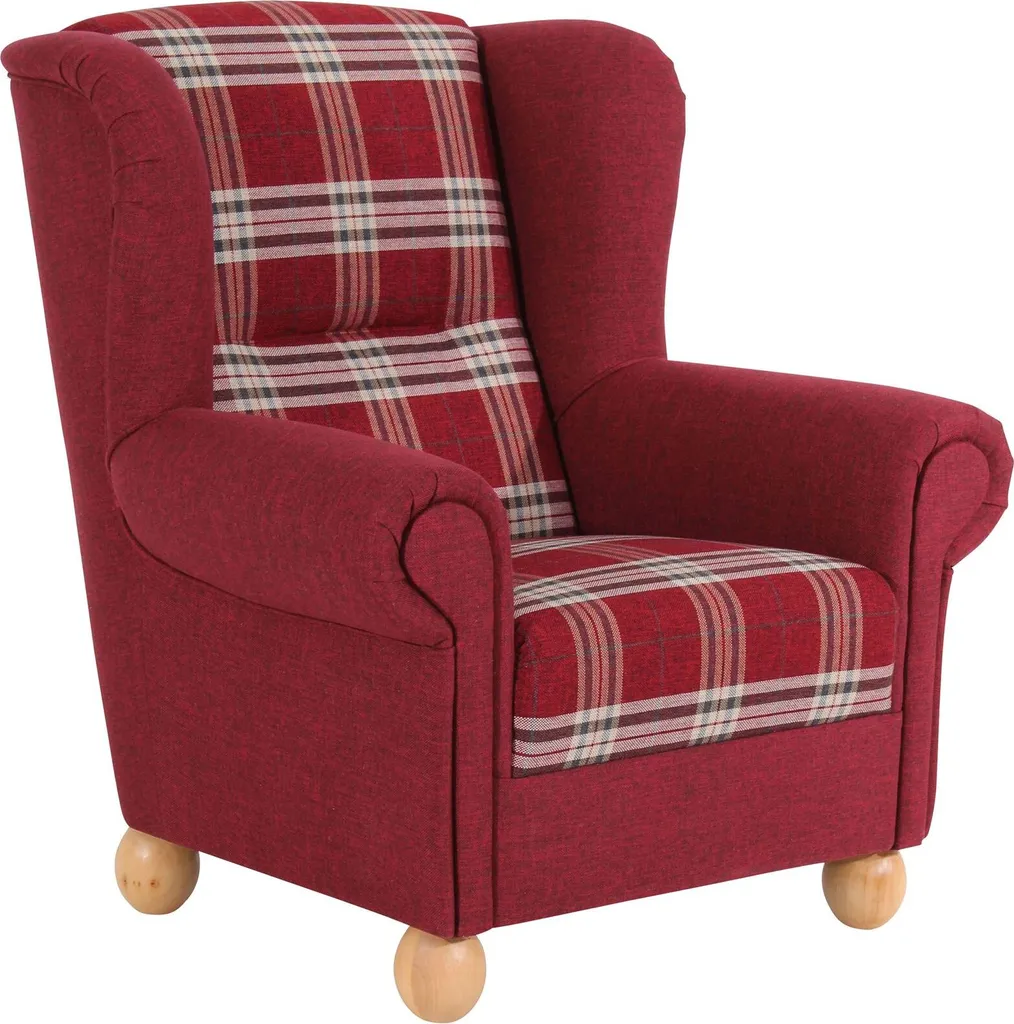 Max Winzer Ohrenbackensessel Monarch Flachgewebe Rot – Bild 2