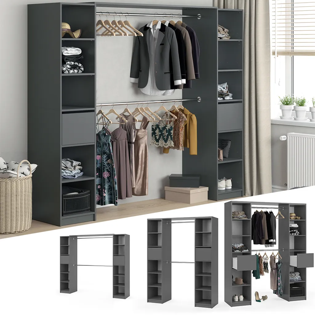 Vicco Kleiderschrank Visit Anthrazit 225,4 X 189,4 X 49,9 Cm Holzwerkstoff