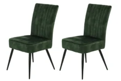 2er Set Polsterstuhl Esszimmerstuhl Emilia-Velvet Samt Grün- Komfortsitz Federkorb-140kg Belastbar