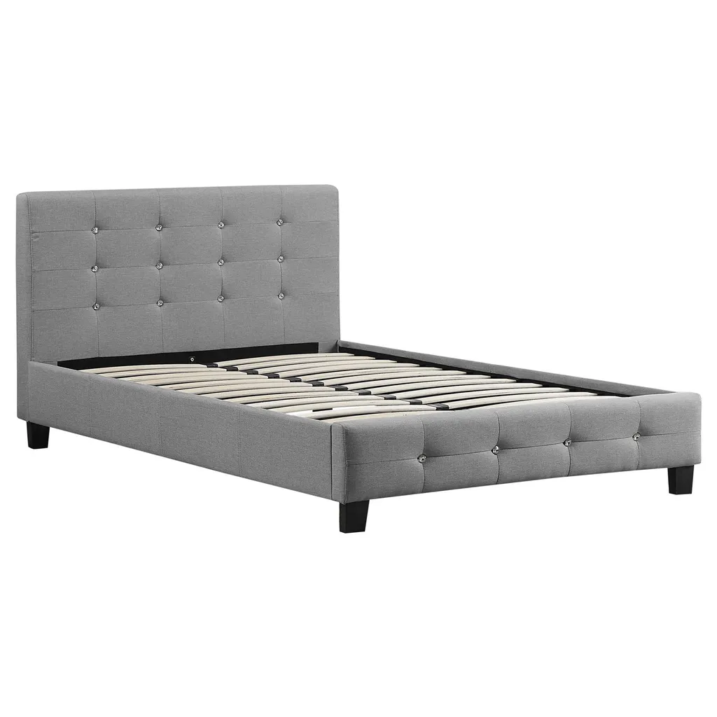 Polsterbett OKLAHOMA Bettgestell 120 X 200 Cm Einzelbett Designbett Inklusive Lattenrost Textilbezug In Grau – Bild 2