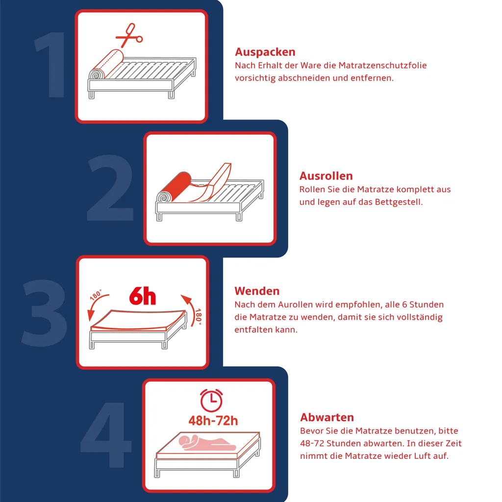 Matratze 180x200 Cm ANGELO 7 Zonen H3 H4 Taschenfederkern Kokos Gelschaum Angelpearl Höhe Ca. 19 Cm Waschbaren Bezug Matratzenbezug Premium Jersey – Bild 7