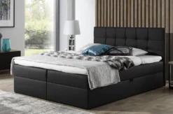 FURNIX Boxspringbett TREZO 1 180x200 Kunstleder Mit Bettkasten Topper MA9100 Schwarz