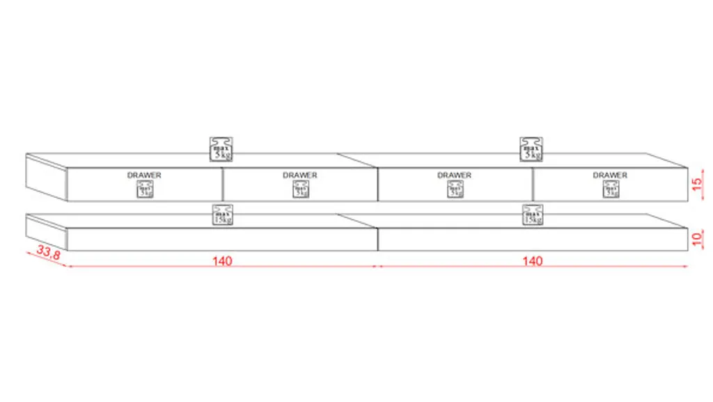 Lowboard "Fly" TV-Unterschrank 280 Cm Schwarz Hochglanz Grifflos – Bild 3