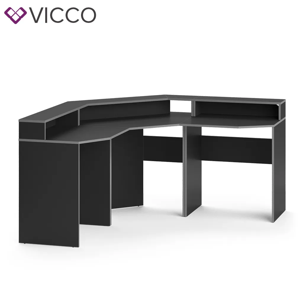 Vicco Computertisch Set 1 Kron Schwarz Grau Holzwerkstoff – Bild 2