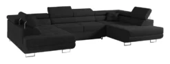 MKS MEBLE Ecksofa - U-Form Couch Mit Schlaffunktion - Bettsofa - Wohnzimmer U Couch - Polstersofa Mit Bettkasten - Gustaw U Schwarz Kronos