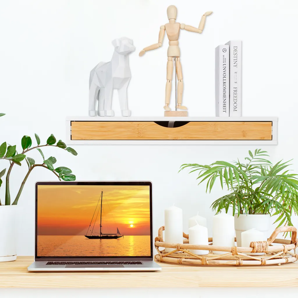 Relaxdays Wandregal Mit Schublade – Bild 2