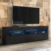 Selsey TV-Lowboard ALAN – Modernes TV-Sideboard In Schwarz Matt / Schwarz Hochglanz Mit LED, 160 Cm Breit