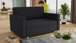 Schlafsofa Pura Maxi Mit Bettkasten - Polstersofa Mit Schlaffunktion, Sofa, Bettsofa, Wohnlandschaft (Schwarz (Suedine 24))