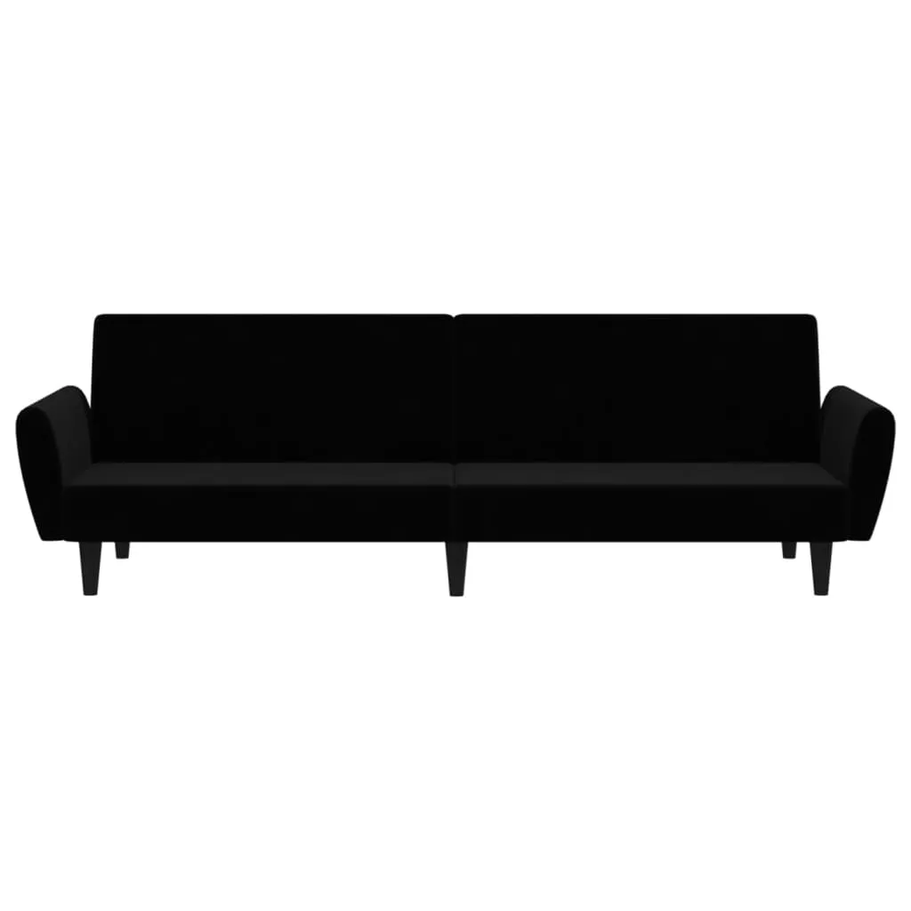 VidaXL Schlafsofa 2-Sitzer Schwarz Samt – Bild 4