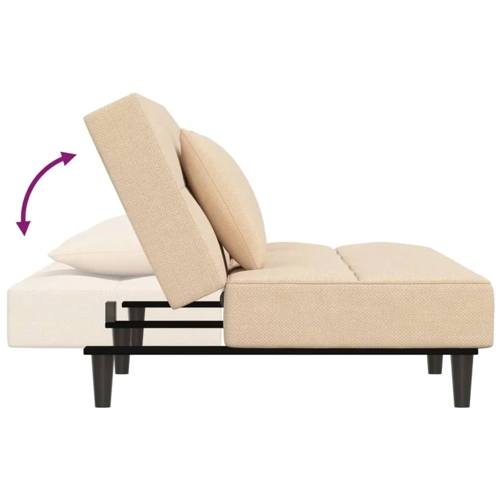 VidaXL Schlafsofa 2-Sitzer Mit 2 Kissen Creme Stoff – Bild 7