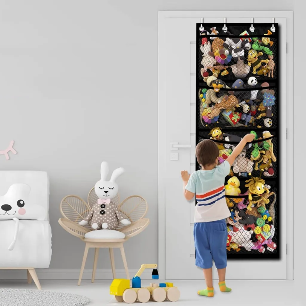 Multifunktionale Hängen Aufbewahrungstasche Veranstalter Wandschrank Mit 4 Haken Für Spielzeug Organizer Kinderzimmer Badezimmer Tür Küche – Bild 3