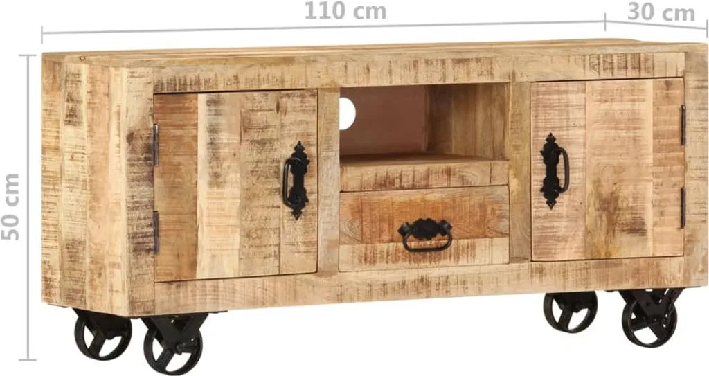 VidaXL TV-Schrank Raues Mangoholz 110x30x50 Cm – Bild 6