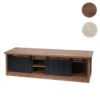TV-Rack HWC-K75, Fernsehtisch TV-Board, Schiebetüren Staufächer, Holz-Optik Industrial Metall 43x150x40cm Braun
