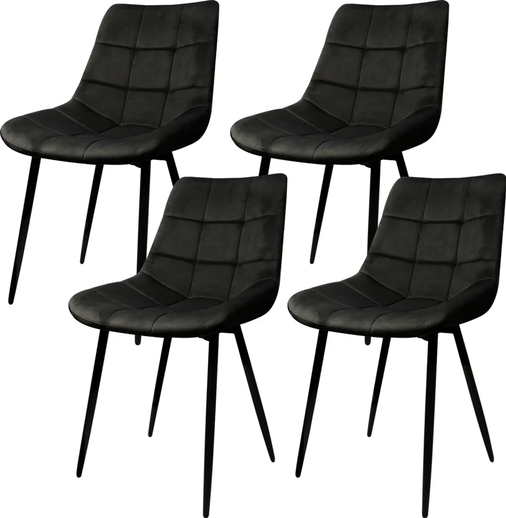 4er Set Esszimmerstühle Polsterstuhl Mit Rückenlehne, Bis 120 Kg Belastbar,Metallbeine,Schwarz