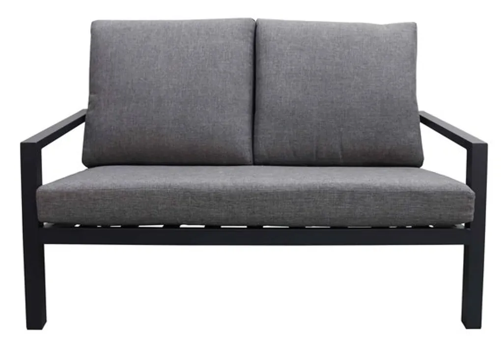 2-Sitzer Lounge Sofa | Bezano | Matt Schwarz / Grau | Aluminium – Bild 2