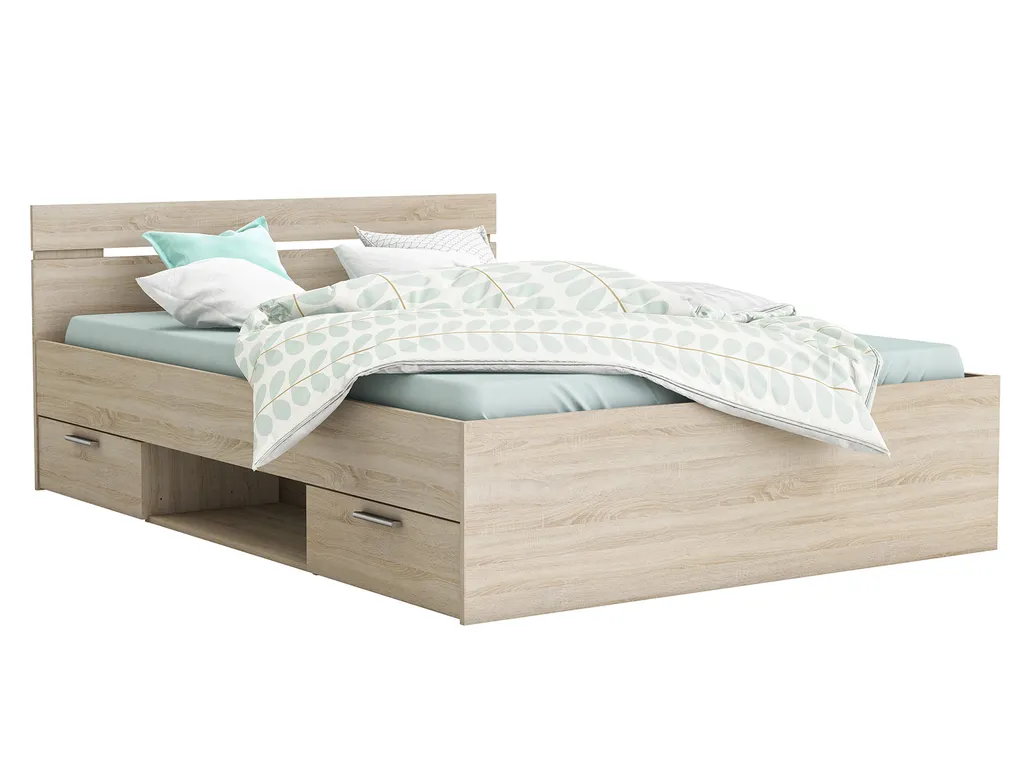 Kompaktbett Doppelbett Bettgestell Bett Bettrahmen Funktionsbett "Lorenzo I" Sonoma-Eiche – Bild 2