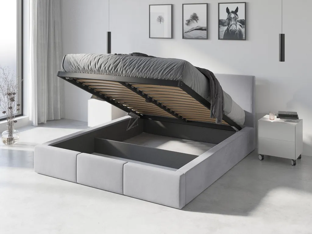 BMS Interbeds Polsterbett Hilton 160x200cm / 6 Farben, Mit 2 Schaumstoffmatratzen (gratis) Und Lattenrost – Bild 2