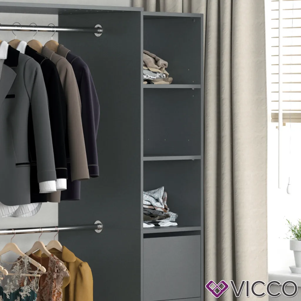 Vicco Kleiderschrank Visit Anthrazit 225,4 X 189,4 X 49,9 Cm Holzwerkstoff – Bild 5
