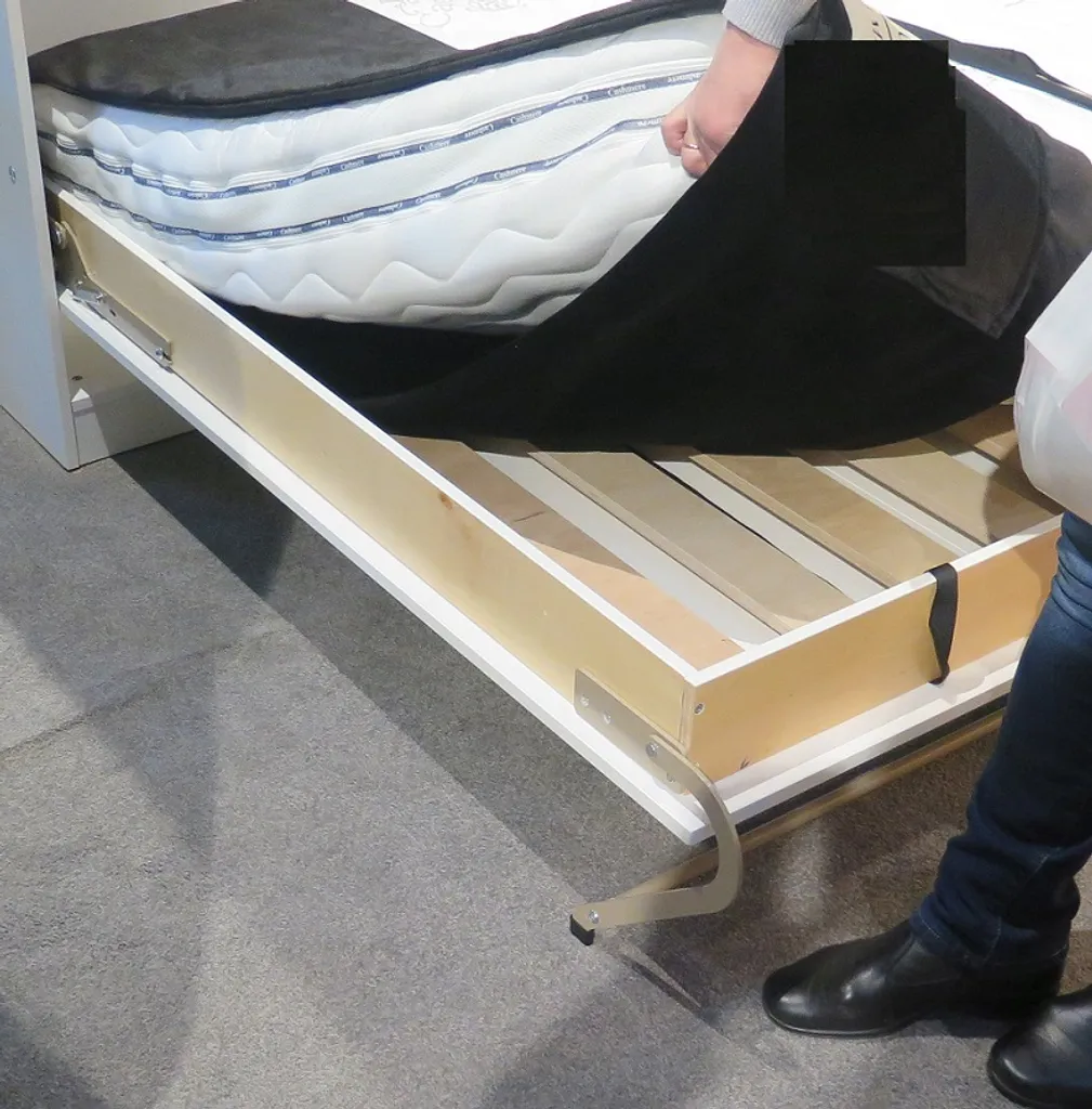 Schrankbett Klappbett Wandbett Horizontal HB 140 X 200, Schrankklappbett Mit Aufsatz Und 2 Schränken Weiß Eiche Sonoma, Lancelot Mit Schwarz – Bild 11