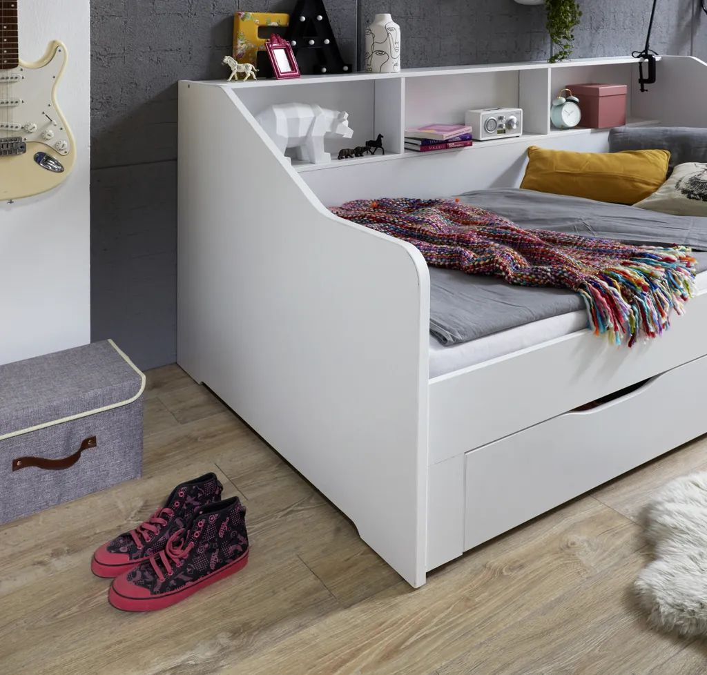 RELITA Funktionsbett Rene 90x 200 Auf 180 X 200 Cm Liegefläche Ausziehbar, Inkl. 2 Schubladen Und Regal – Bild 5