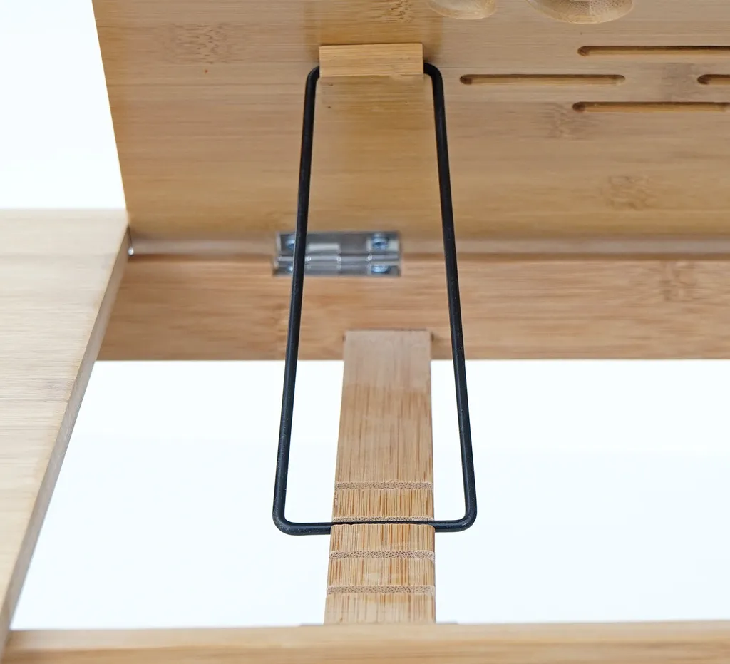 Laptoptisch HWC-B81, Notebooktisch Betttisch Klapptisch Mit Lüftungslöcher Faltbar Höhenverstellbar, Bambus – Bild 5