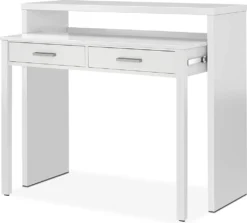 Billings-Konsole, Schreibtisch Mit Ausziehbarer Platte, PC-Schreibtisch Mit 2 Schubladen, Cm 99x36h88, Weiß