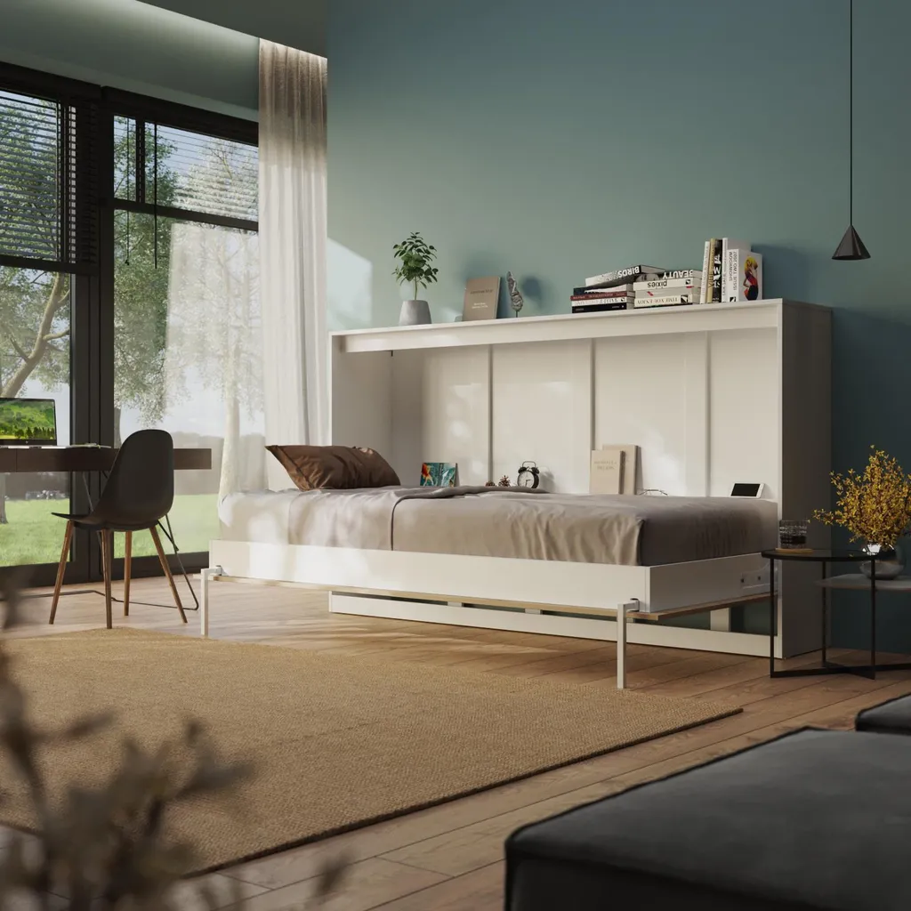 SMARTBett Schrankbett Classic 100x200cm Horizontal Weiss – Bild 11