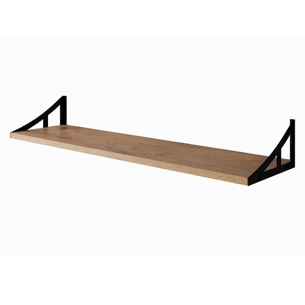 Selsey Wandregal SATARE - Hängeregal In Eiche Lancelot Mit Schwarzen Regalwinkeln, 90 Cm Brei – Bild 4