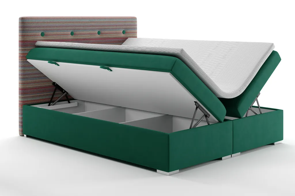 FURNIX Boxspringbett Mit 2 Bettkasten Topper Polsterbett RIMMI 140x200 Grün JAM/MV2225 – Bild 4