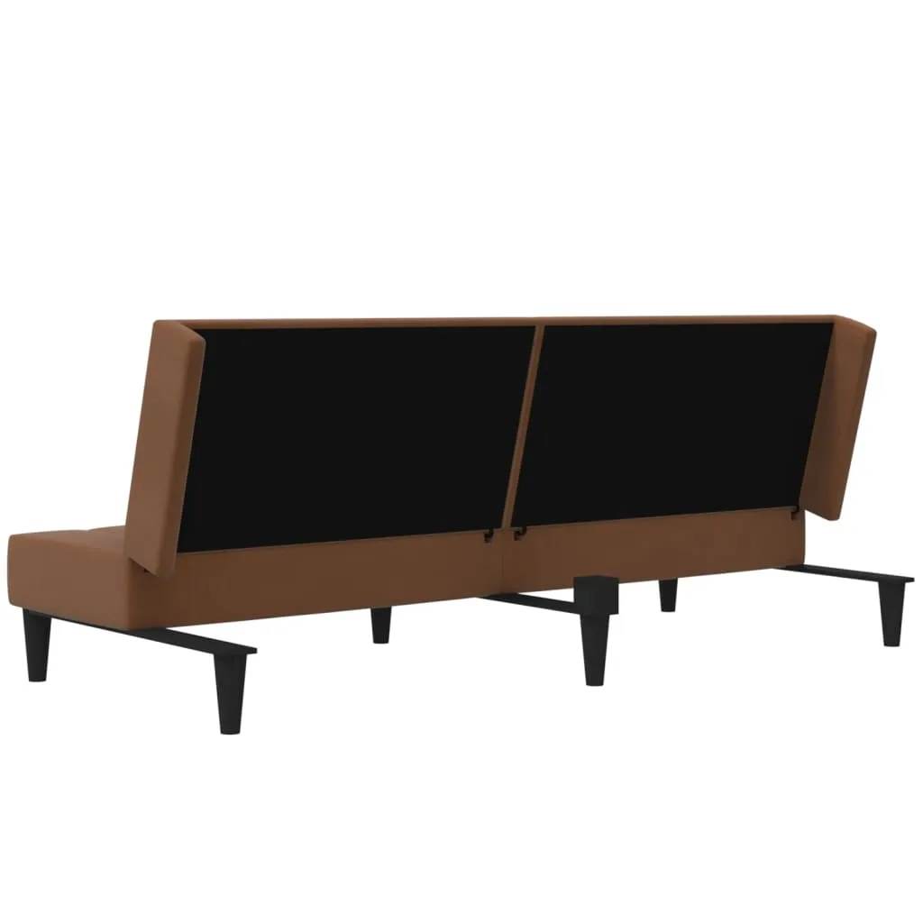 VidaXL Schlafsofa 2-Sitzer Braun Mikrofasergewebe – Bild 5