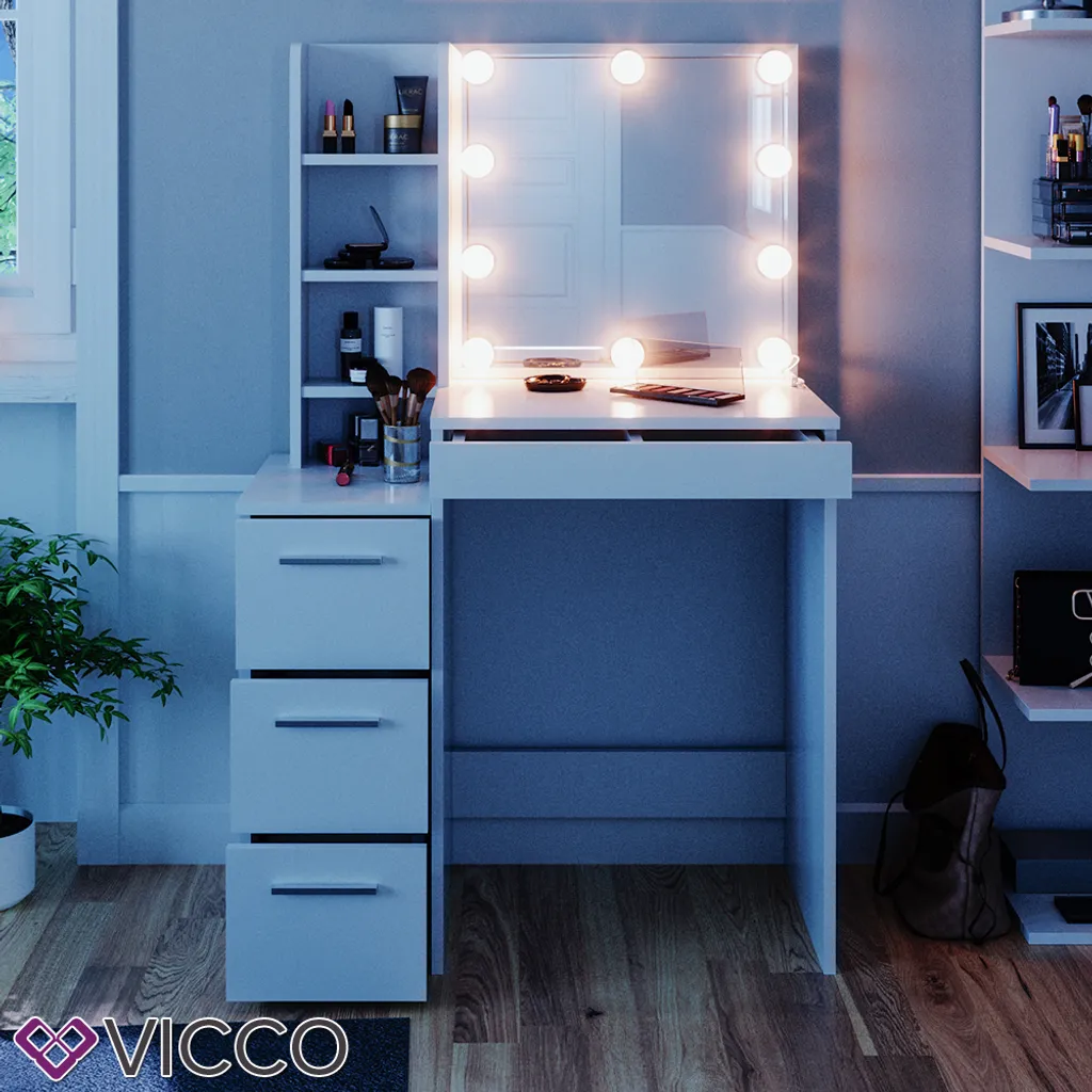 Vicco Schminktisch Frisiertisch Schminkkommode Meryl + LED-Beleuchtung Kommode – Bild 5