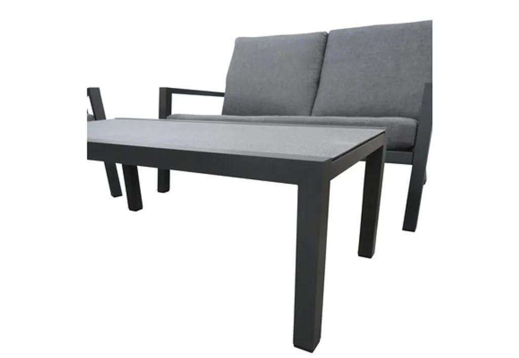 2-Sitzer Lounge Sofa | Bezano | Matt Schwarz / Grau | Aluminium – Bild 4