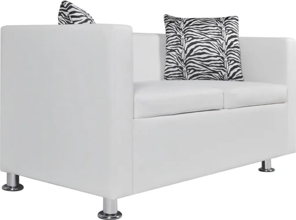 VidaXL 2-Sitzer-Sofa Kunstleder Weiß – Bild 2