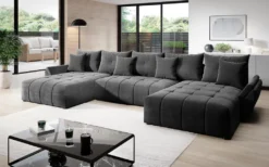 FURNIX Polstercouch CALVANI U Sofa In U-Form: Bettkasten Kissen EN24 Grau