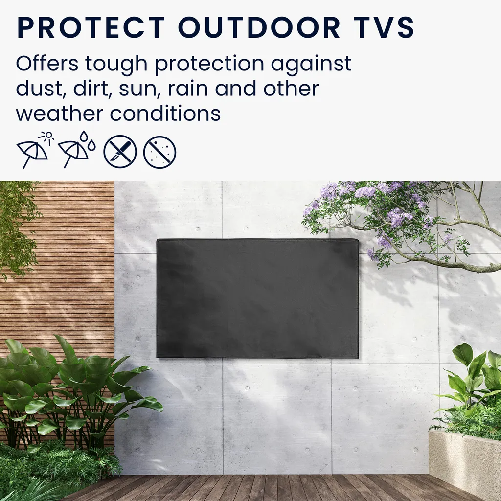 Kwmobile 49-50" TV Outdoor TV Abdeckung - Fernseher Hülle Bildschirmschutz - Schutzhülle Wetterfest - Schwarz – Bild 3