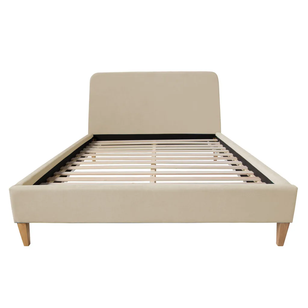 Homestyle4u 2011, Polsterbett 140x200 Mit Lattenrost Beige Creme Doppelbett Stoffbett Bettgestell Bett – Bild 4