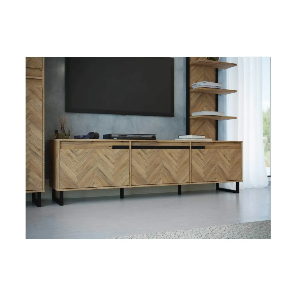 Lowboard SOLLETICO HIFI TV Fernseher Kommode Ca. 186 X 54x 42 Cm Bartex Eiche Nb. Staboptik