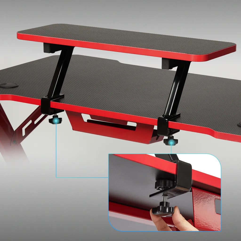 Gaming Tisch, Gamingschreibtisch, 110cm Ergonomischer Computertisch, Gamer Tisch, Schreibtisch Mit Tischplatte Aus Kohlefaser – Bild 4