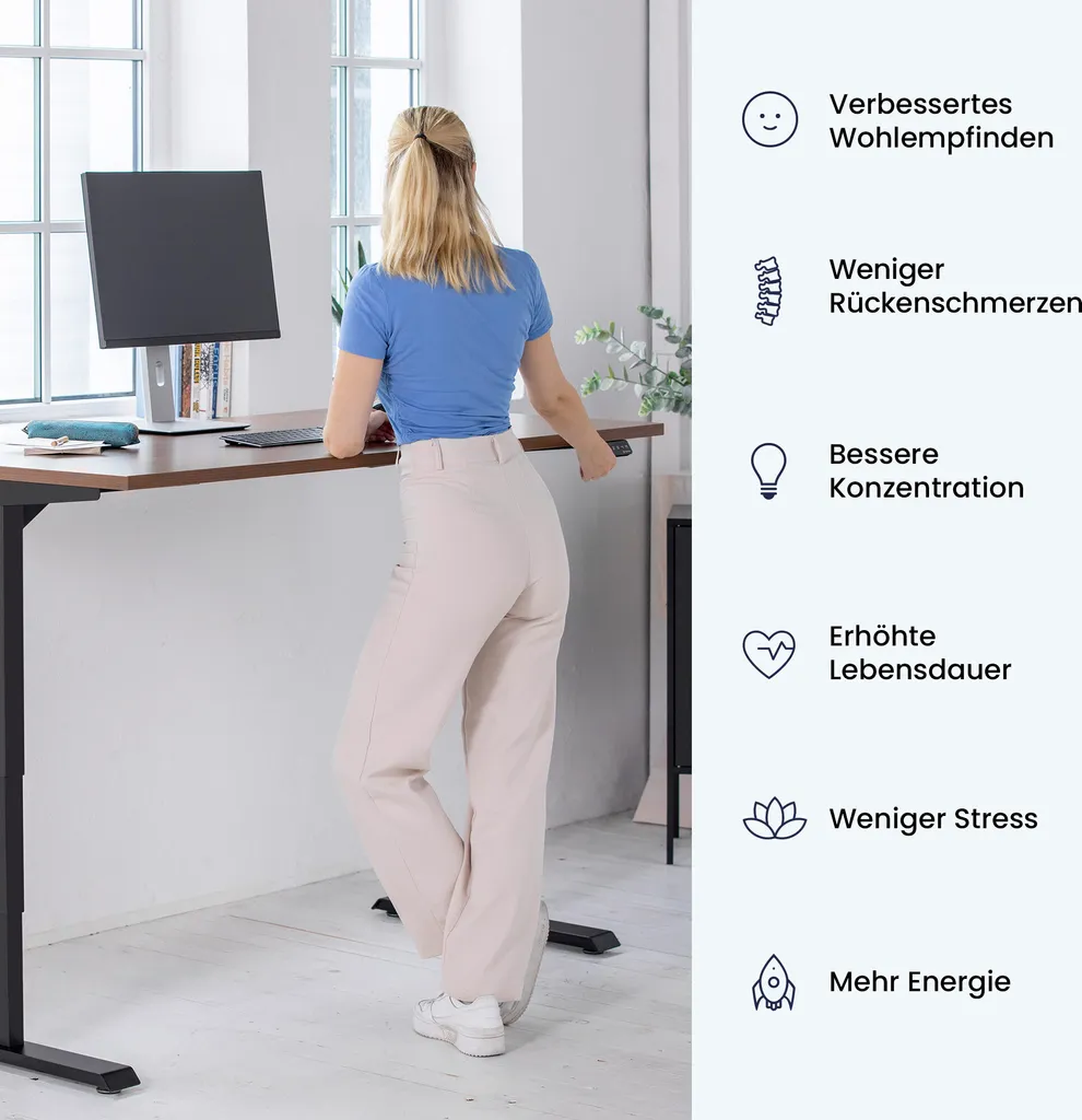 Ergotopia Desktopia Lite, Höhenverstellbarer Schreibtisch, Elektrisch Höhenverstellbares Tischgestell Mit Memory Funktion, Kollisionsschutz – Bild 5