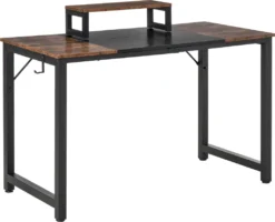 HOMCOM Computertisch Schreibtisch PC Tisch Bürotisch Industriestil Spanplatte Metall Rustikales Braun+Schwarz 120 X 60 X 73,5 Cm