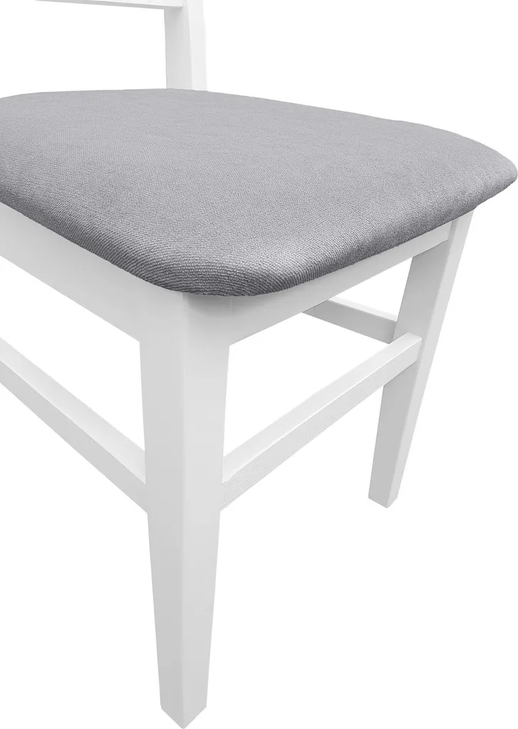Gepolsterter Massivholz-Stuhl Küchenstuhl Esszimmerstuhl Weiß-grau V-90.71-25W-P21Doppelpack – Bild 14
