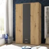Kleiderschrank "Marburg" In Artisan Eiche / Graphit Mit 2 Schubladen Und 3 Türen. Abmessungen (BxHxT) 120x196x54 Cm